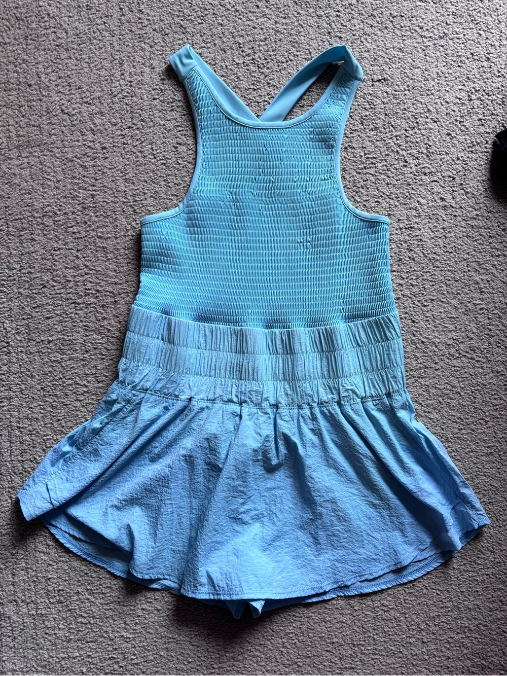 Peach Love California Light Blue Smocked Tank Romper